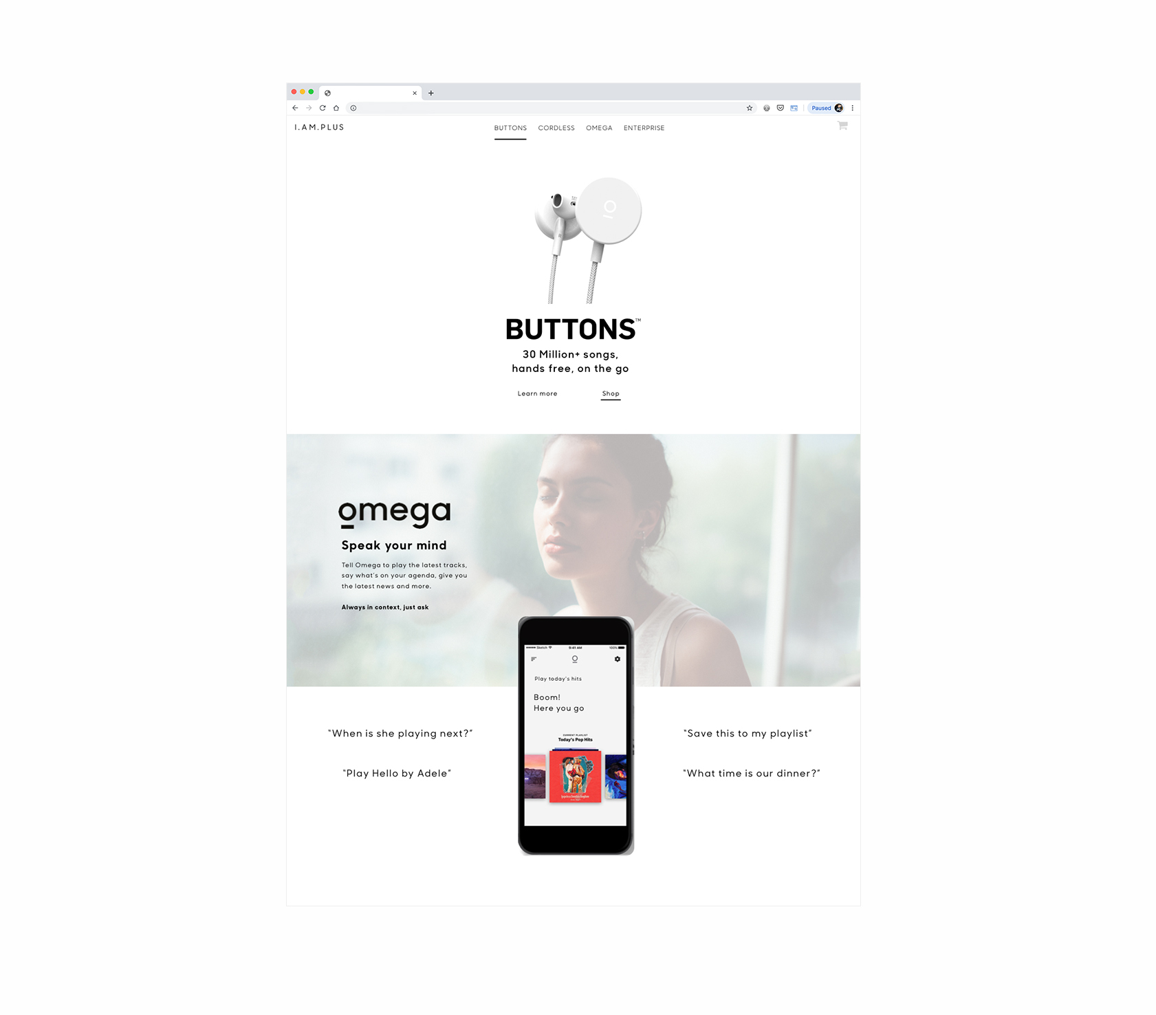 buttons marketing page